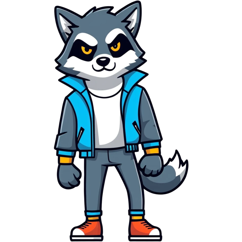 Lobo usando jaqueta preta emoji