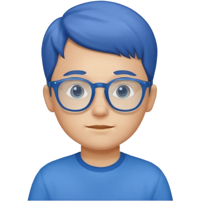 child with blue shirt blue glasses emoji