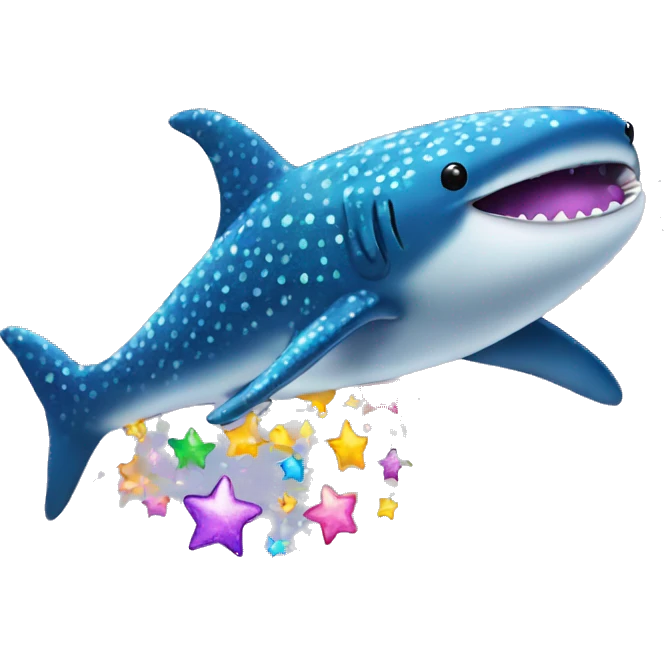 Rainbow baby whale shark emoji glitter with star emoji