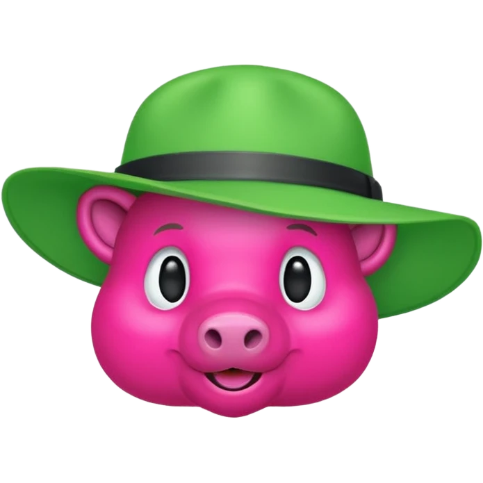 Un maiale verde fluo con un cappello da muratore emoji