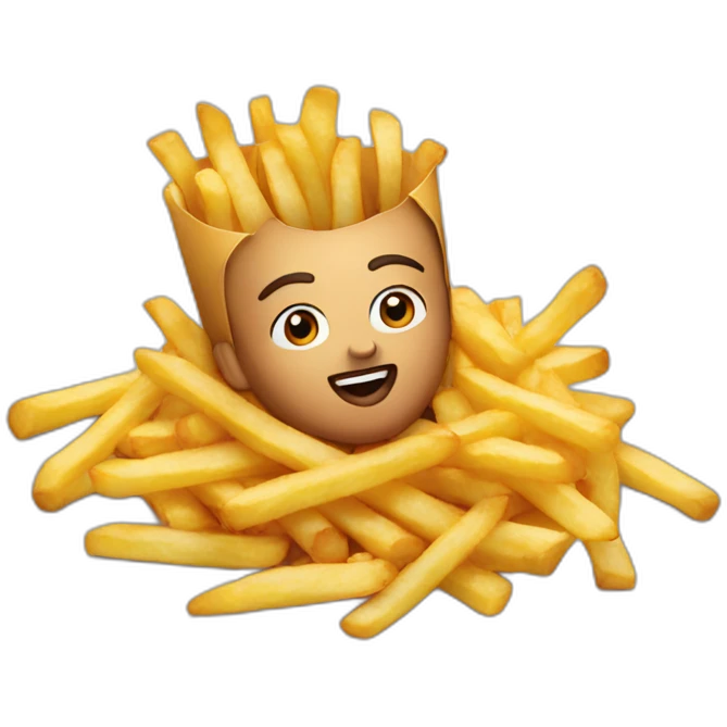 Singer laying in Frenchfries emoji