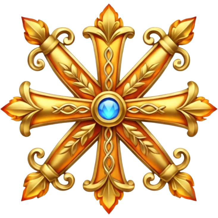 Two golden fiery royal crossed words emoji