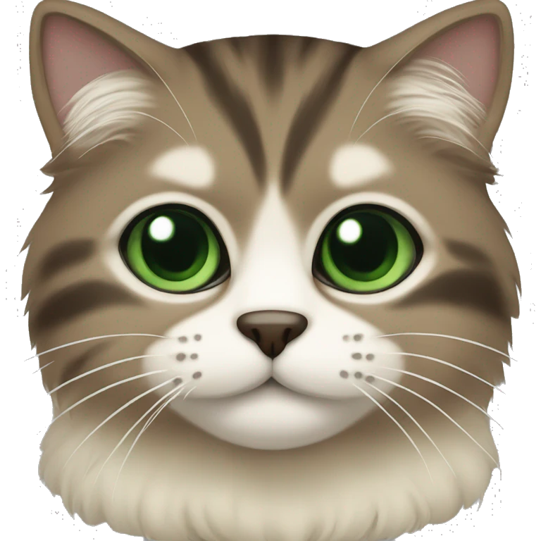 Scottish FoldCat with green eyes brown and beige fur  emoji