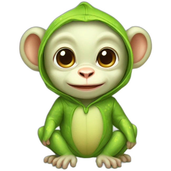 baby monkey in a frog costume  emoji