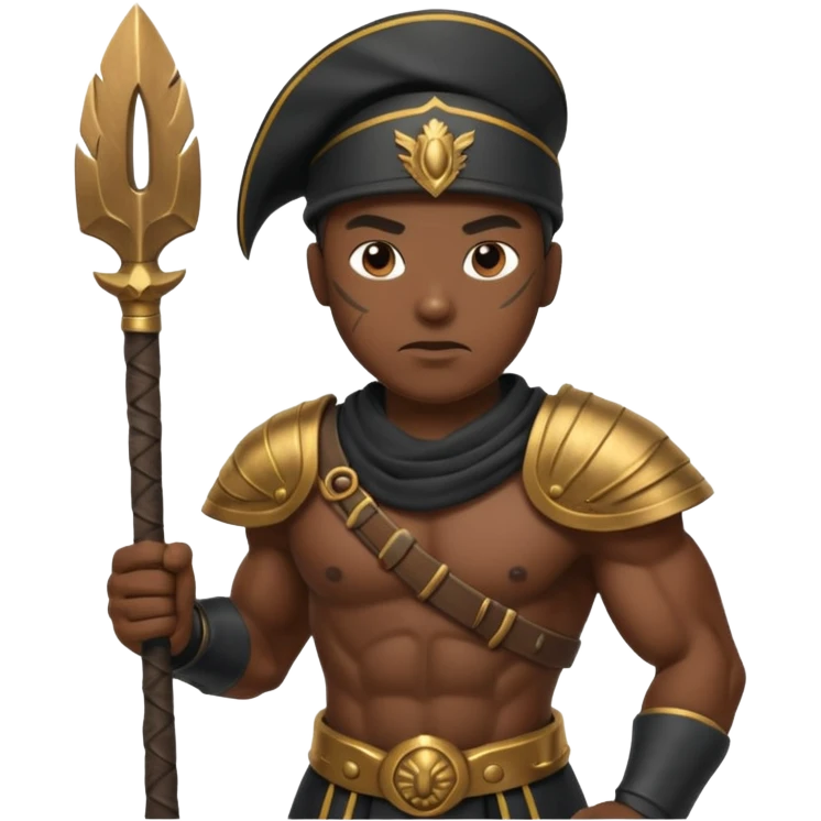black ancient soldier with raw stick weapon emoji