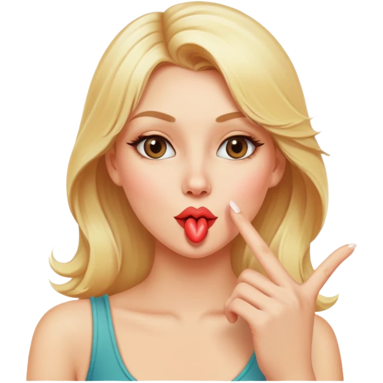 Blonde woman Blowing a kiss and flipping a bird emoji