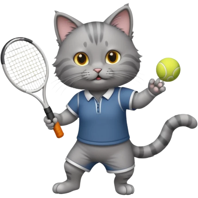 gray cat playing tenis emoji