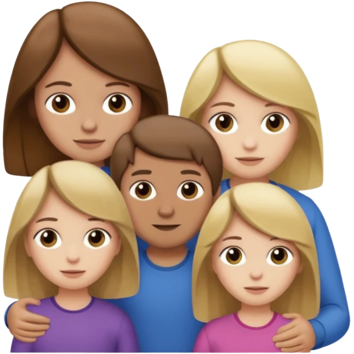 1 brown hair fair skin brother 4 brown hair sisters 1 blond sister emoji