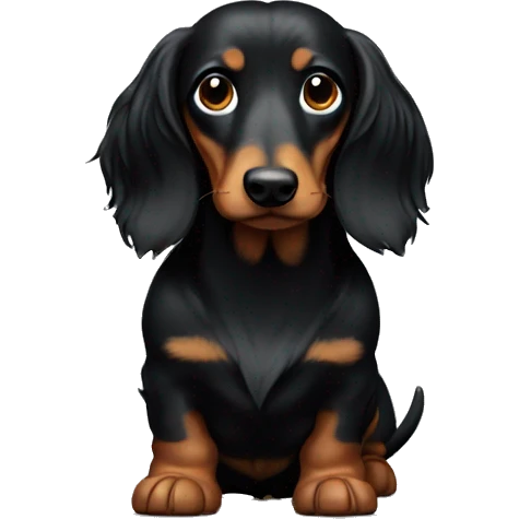 Black, long-haired, wiener dog emoji