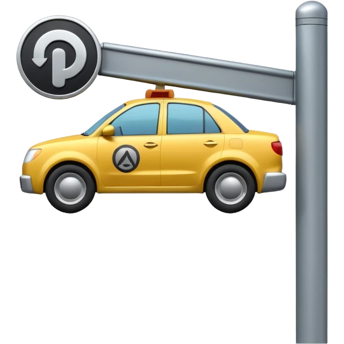 A 3D cartoon street sign showing a towing symbol, on a metal pole, clean background, Memoji-style rendering. emoji