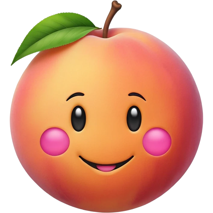 cute round peach with a smiley face emoji