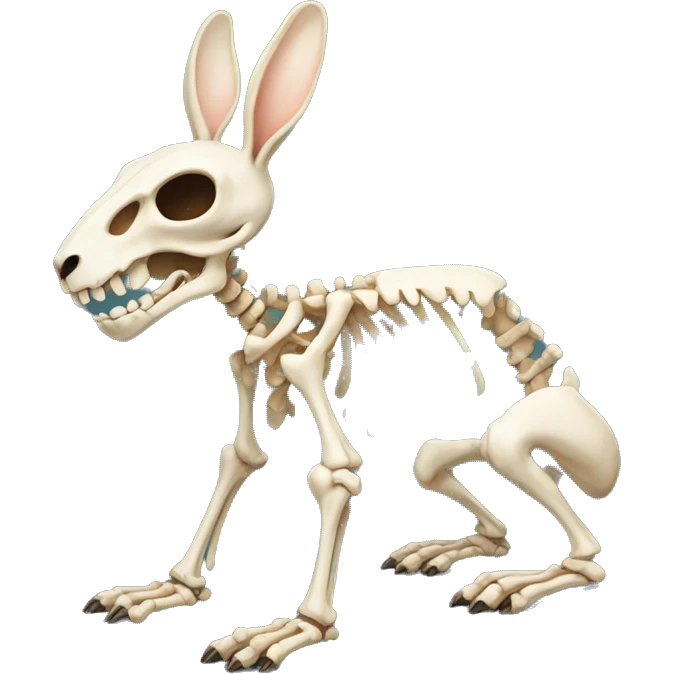 A full-length rabbit skeleton with crosses over its eyes emoji