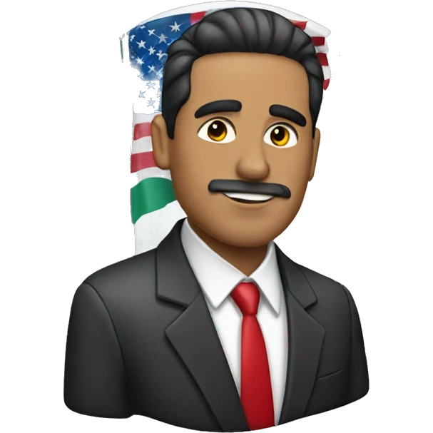 Mexican man wearing suit with us flag pin on it emoji