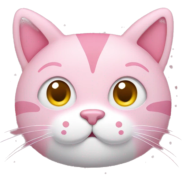pink cat plush with heart shaped nose and white polka-dots emoji