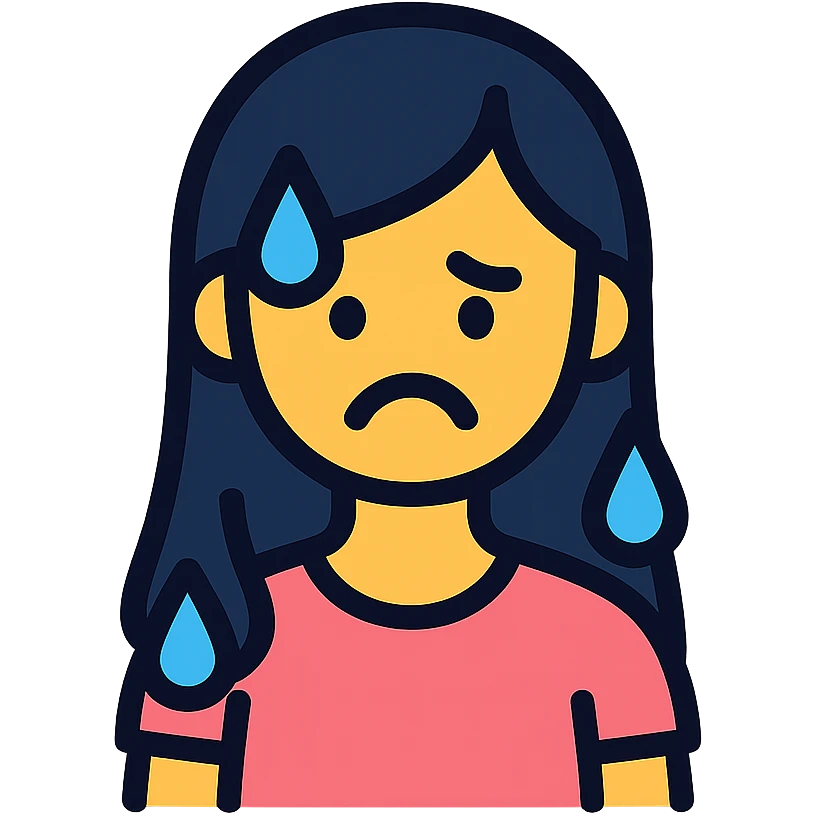 woman with dissatisfied face and wet hair emoji
