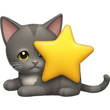 Cat playing with a big yellow star emoji
