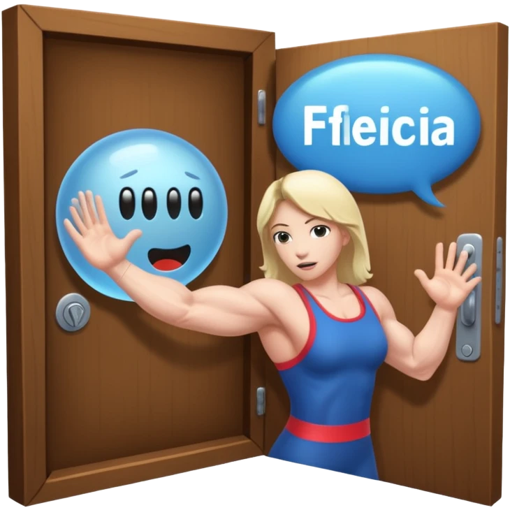 An arm slamming the door with a chat bubble that reads "Bye Felicia" emoji