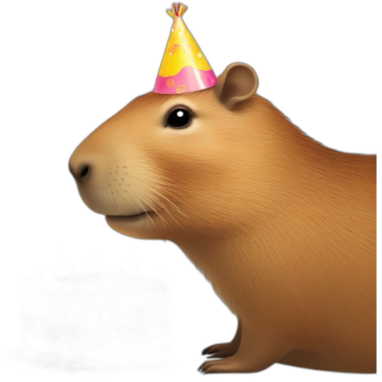 Capybara with a birthday cake and candles and balloons emoji