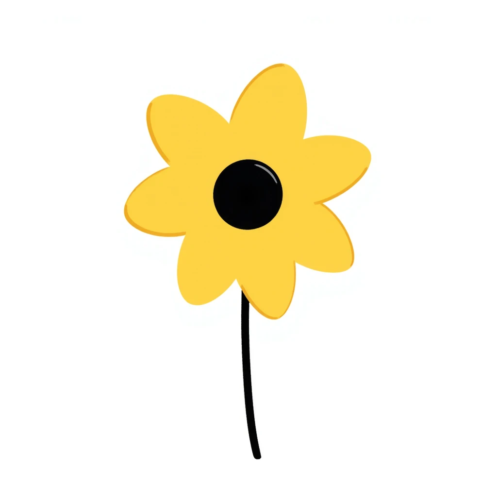 hand-drawn doodle of a yellow flower with simple black lines emoji