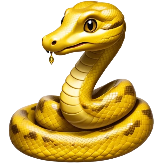 Cinematic Cute Anaconda Portrait Emoji, Head tilted playfully and inquisitively, with a sleek, shimmering body adorned with detailed scale patterns and round, sparkling eyes full of wonder, Simplified yet irresistibly adorable features, highly detailed, glowing with a warm, friendly jungle glow, high shine, affectionate and lively, stylized with a touch of whimsical reptilian charm, soft glowing outline, capturing the essence of a mischievous serpent that feels like it could slither out of the screen into your arms! emoji
