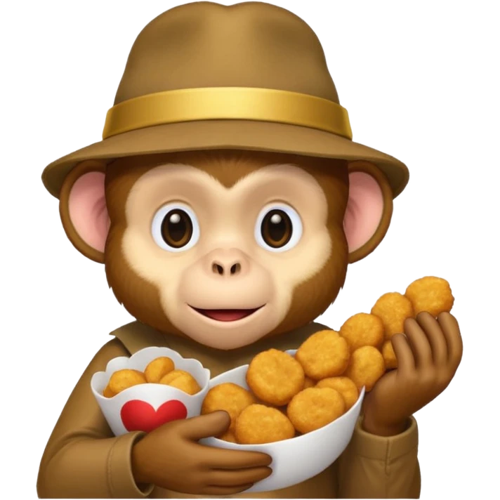 Monkey with a hat and chicken nuggets emoji