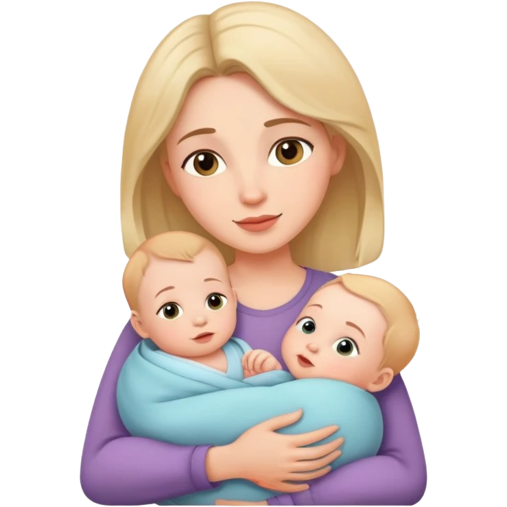 mom holding her baby, gentle and loving expression emoji