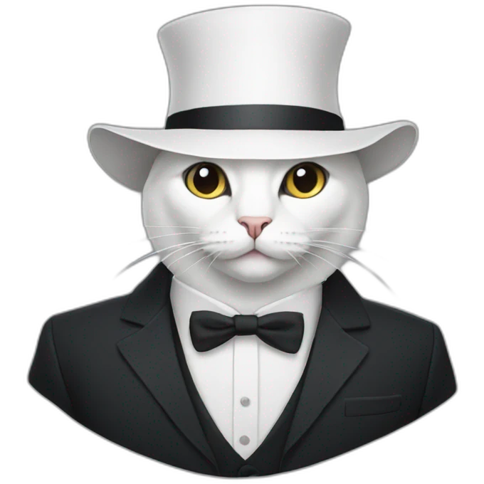 cat with white hat and black suit emoji