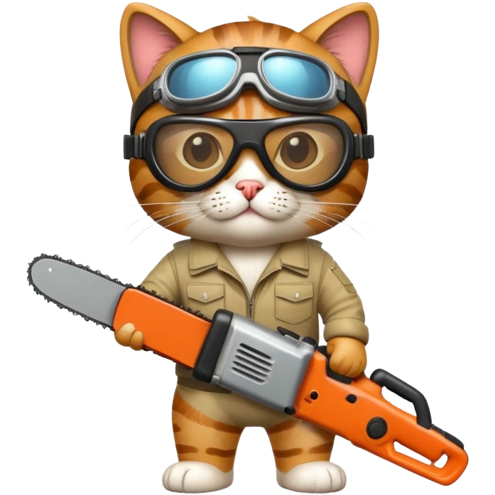 Крутой кот с бензопилой в очках авиаторах emoji