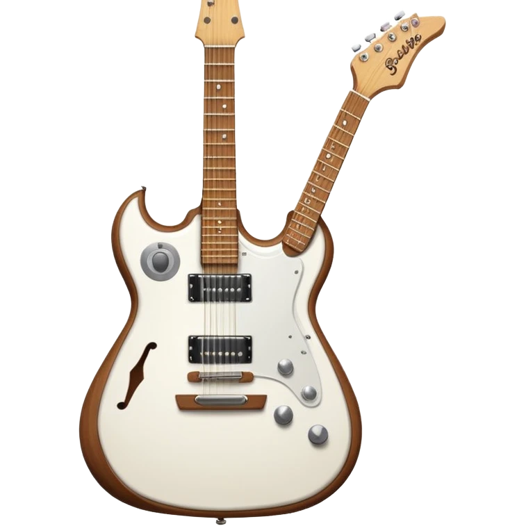 white Explorer guitar with a logo on the side says: Johnny’s  emoji