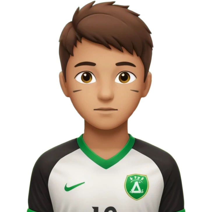 19–20 year old soccer player on field, focused look, stadium lights, cinematic, realistic ⚽ emoji