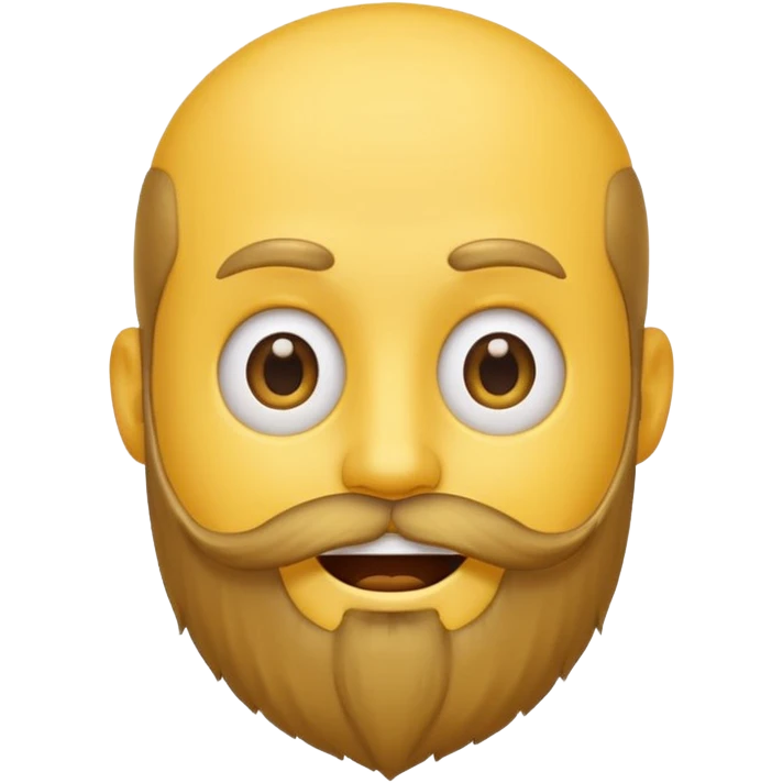 A yellow smiley emoji with a beard growing out of the top of his head, where his head hair should be. There is no beard on his face emoji