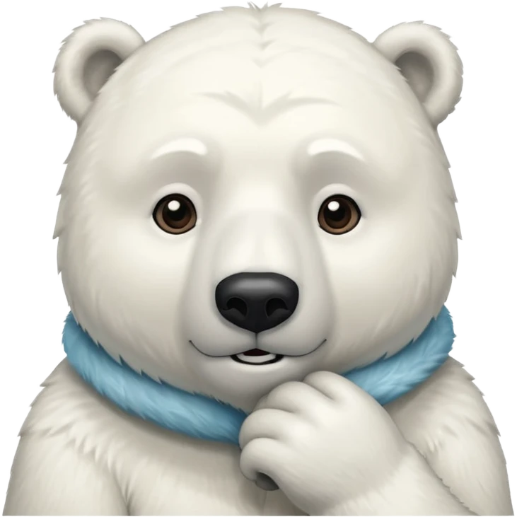 polar bear hald body, hand on chin, wow suprise, half body emoji