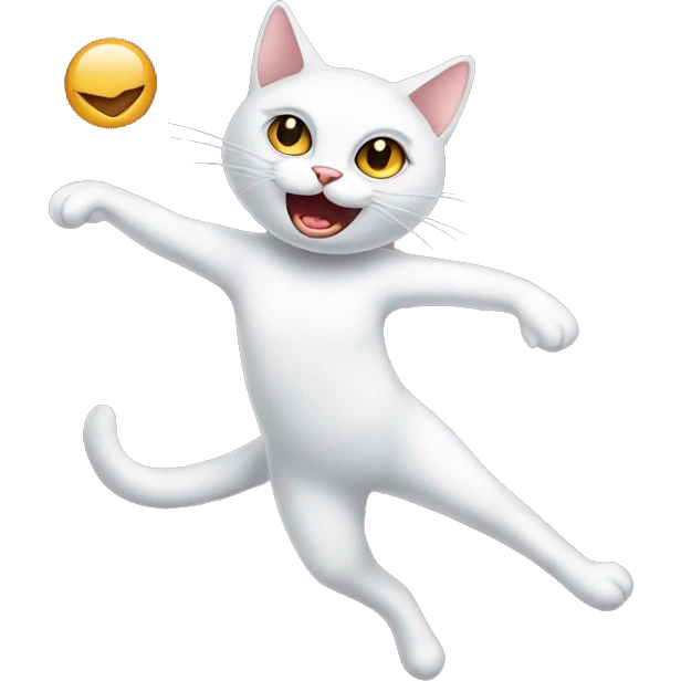 White cat with evil face doing balet  emoji
