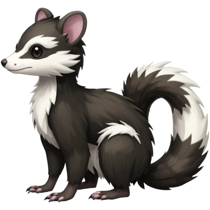 Trico-Sergal-Skunk-Ferret-Furret-Marsupial-Vernid-fusion-Fakemon-animal-hybrid-creature, full body emoji
