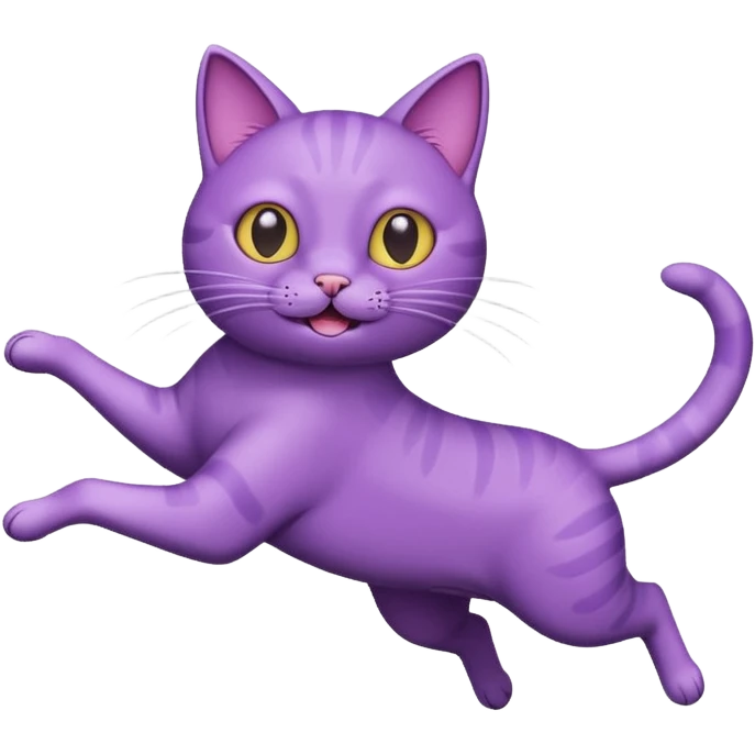 funny purple cat jumping after a fly more thin cat  emoji