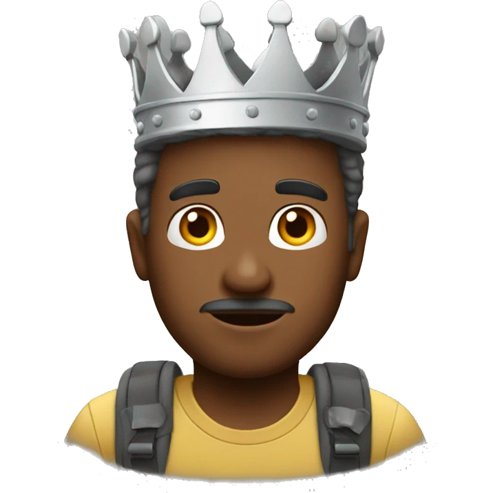 a man who goes hiking with a crown on his head emoji