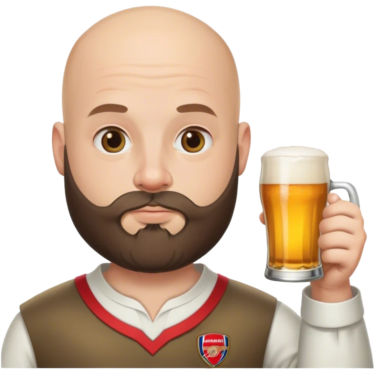 Bald Arsenal fan with beard drinking beer emoji