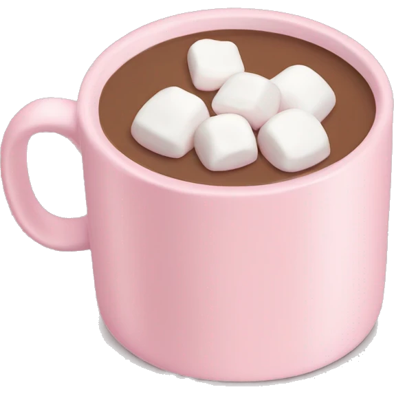 Light Pink mug of hot chocolate with marshmallows  emoji