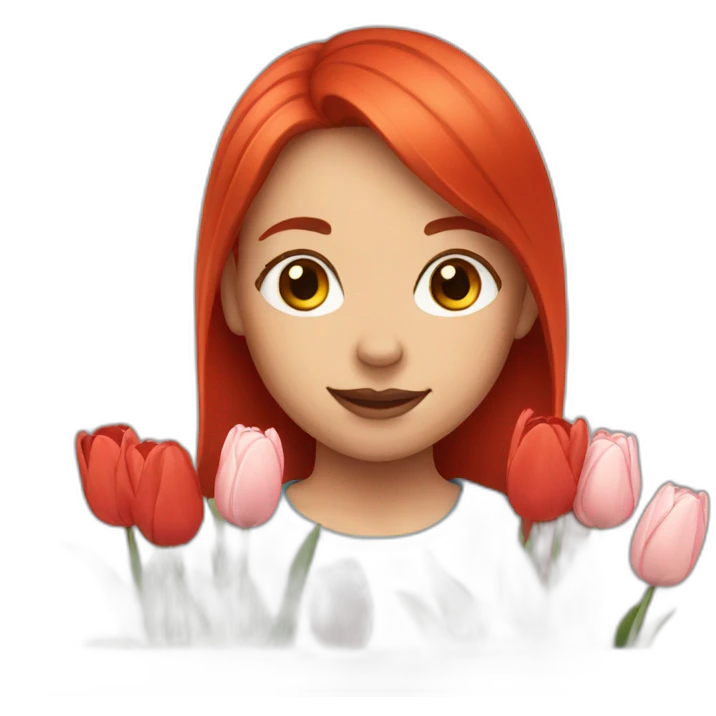 red hair girl with tulips emoji