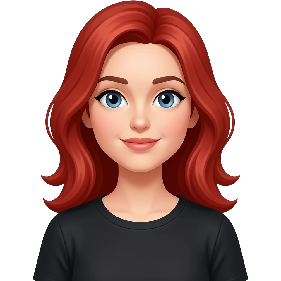 lady with wide shoulders and red hairs wear black shirt emoji