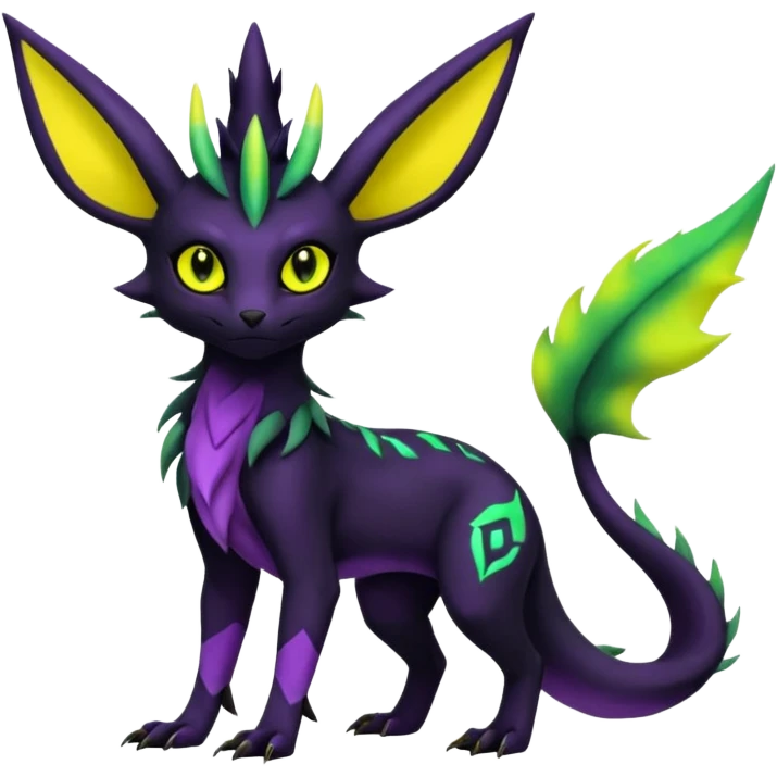 Dark Edgy Salandit-Leafeon-Umbreon-Fakémon-hybrid-creature (full body)  emoji