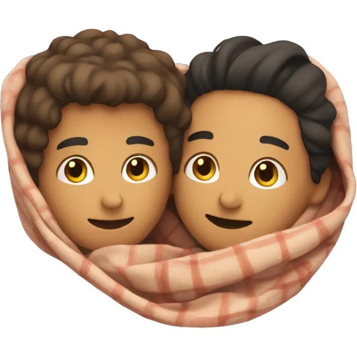 a couple kuddling in a blanket emoji