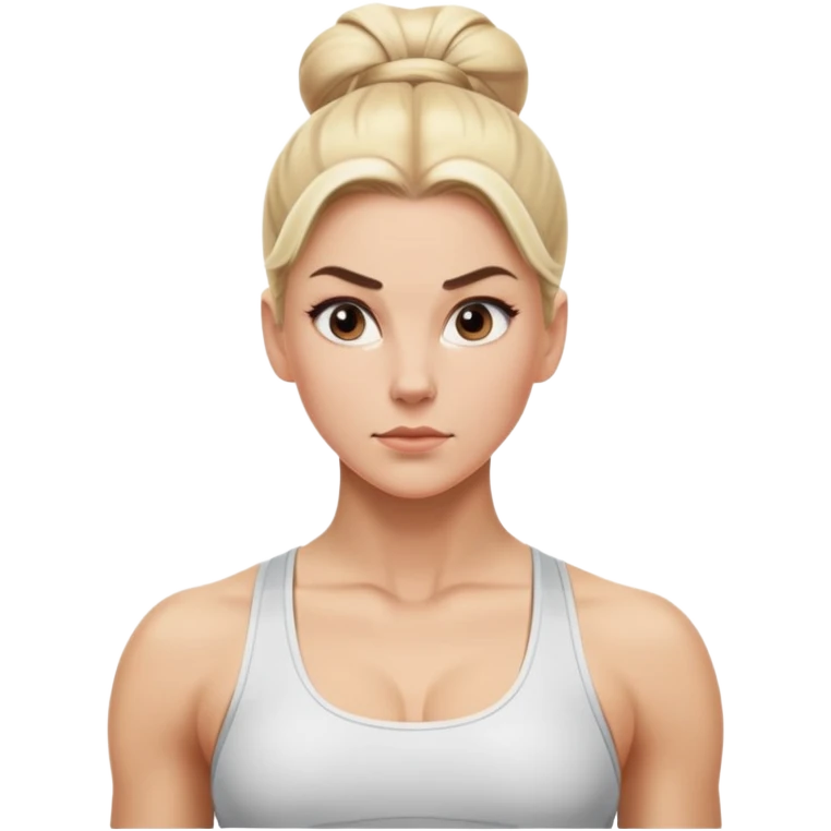 White blonde fitness trainer slicked back bun emoji