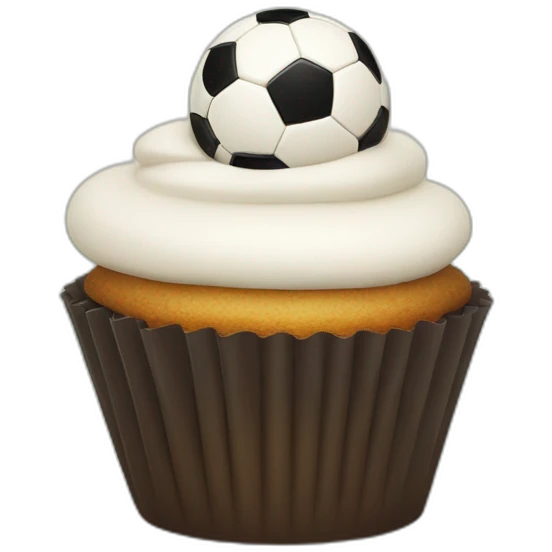 Happy cupcake with soccer ball on top emoji