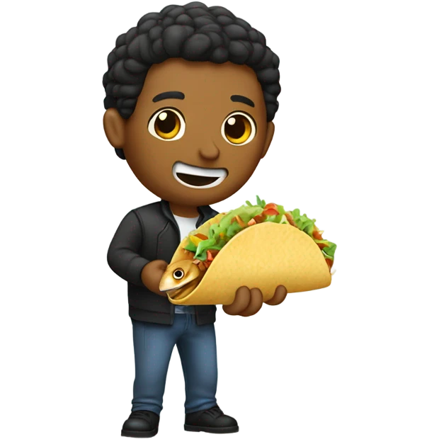 John eating a fish taco emoji