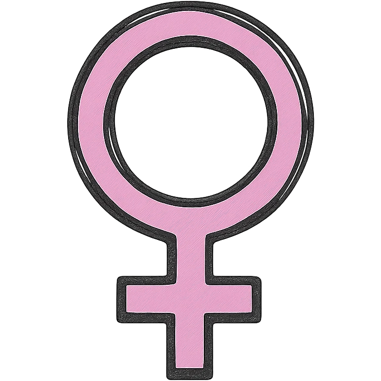 hand drawn outlined icon of a pink symbol, no fill, thick lines emoji