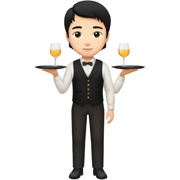 ligth black hair waiter full body emoji