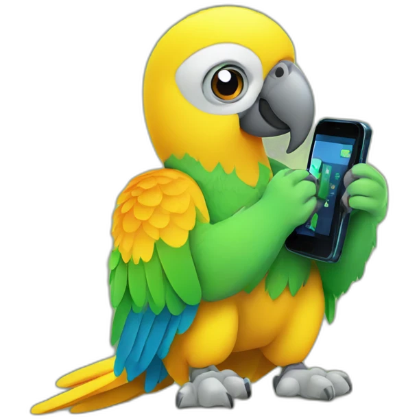 PARROT WITH A CELL PHONE IN HIS PAW emoji