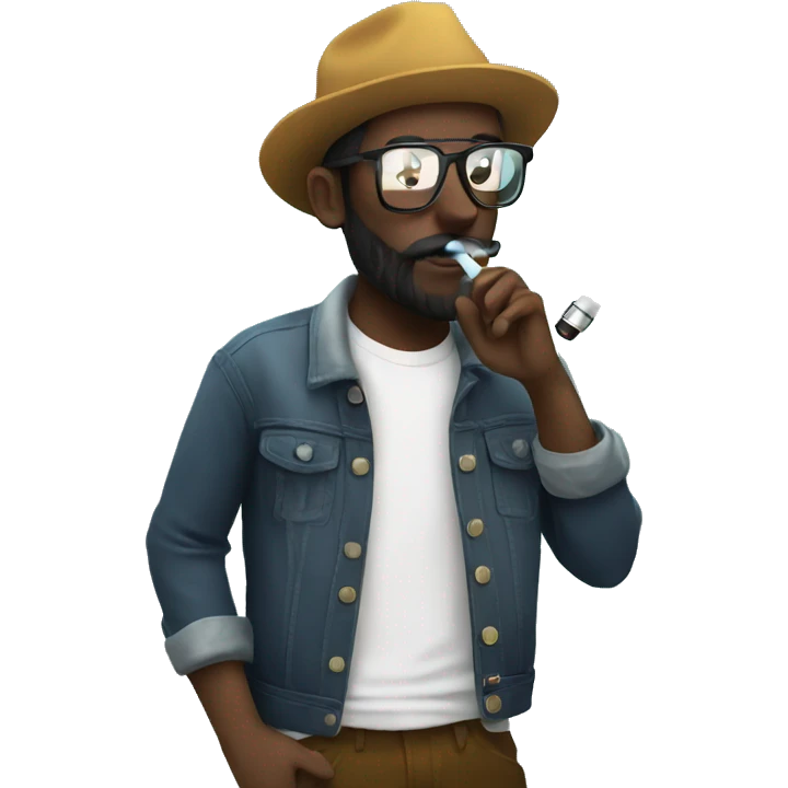 Hipster hitting vape emoji