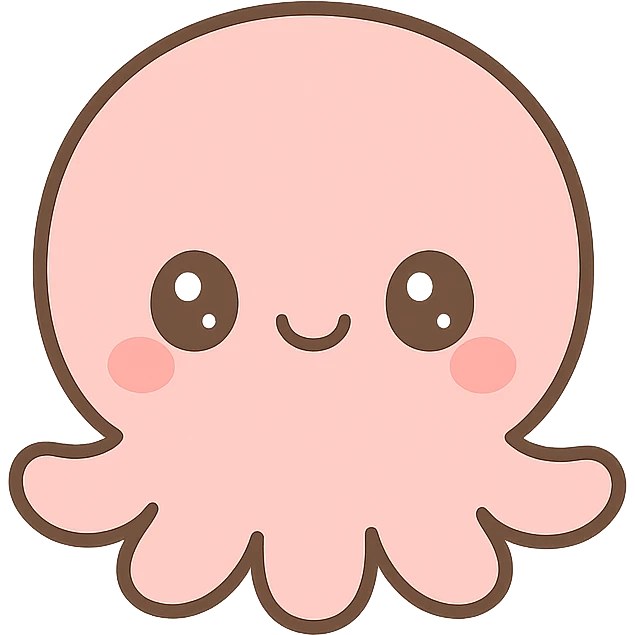 cute octopus with small arms, smiling, pastel colors emoji